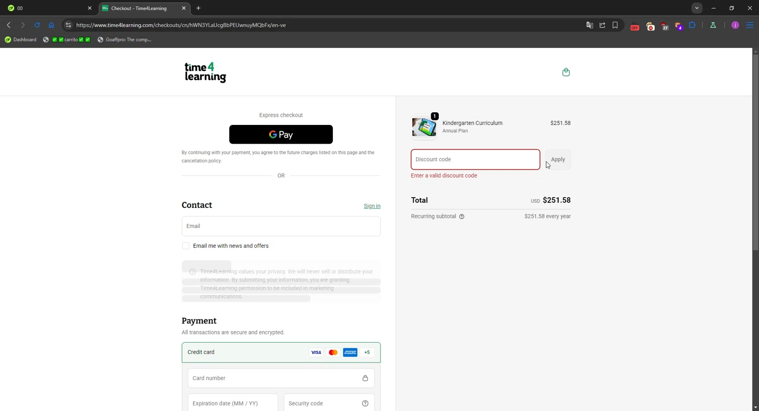 Time 4 Learning promo code screenshot showing code intentionalrhodes applied at Time 4 Learning checkout page. Uploaded by SimplyCodes community member WonderMaverick6123 on Oct 22, 2025