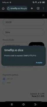 SIMPLYTFLP10 coupon verification screenshot