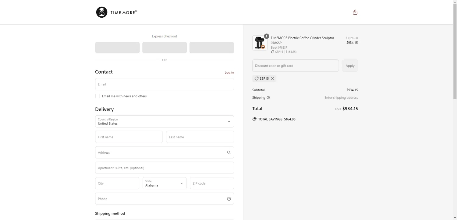 Time More promo code screenshot showing code SSP15 applied at Time More checkout page. Uploaded by SimplyCodes community member PromoAdmiral6652 on Jun 11, 2025