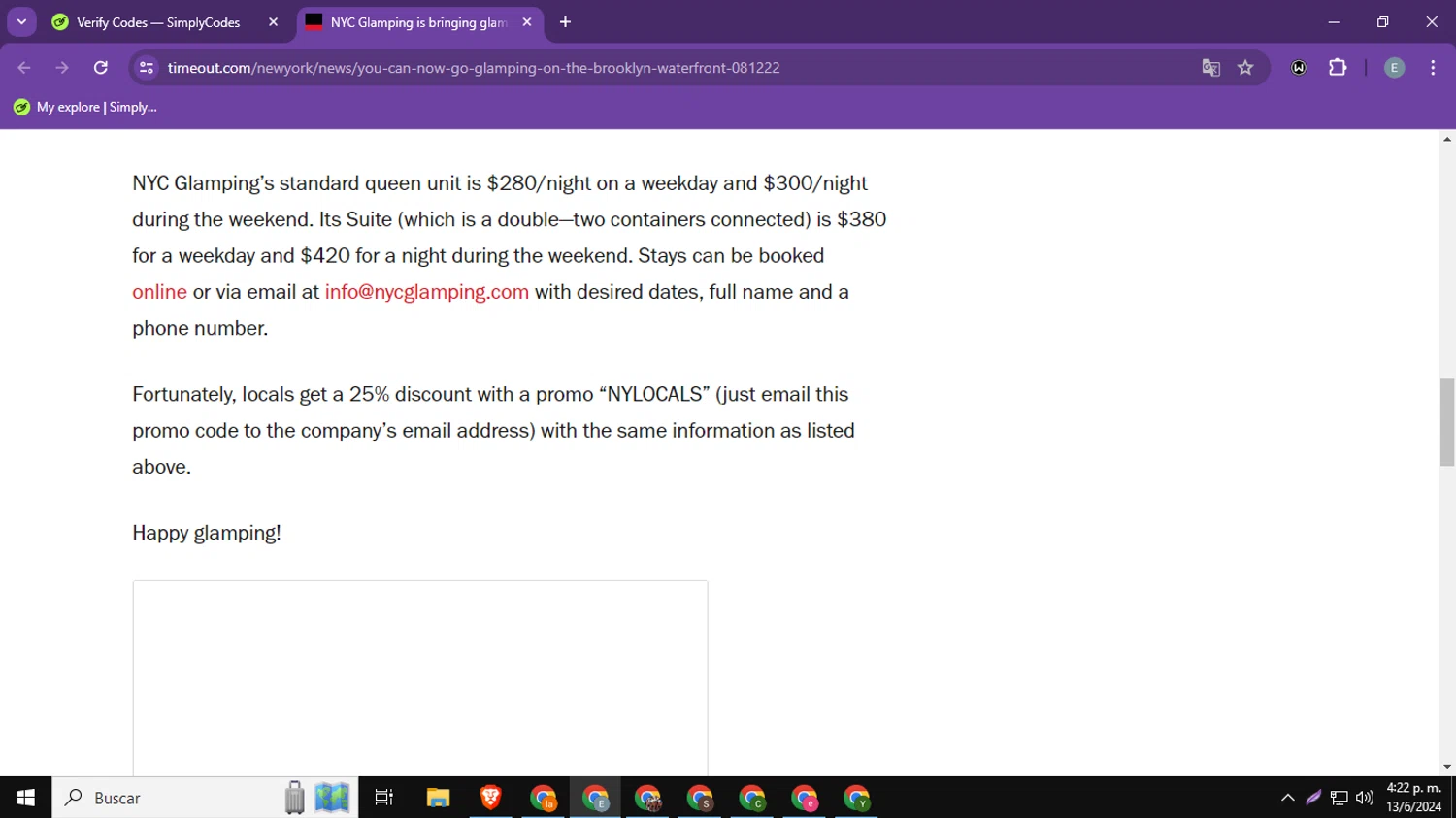 Timeout Offers checkout page showing Timeout Offers discount code box | Screenshot taken by SimplyCodes community member on Jun 13, 2024