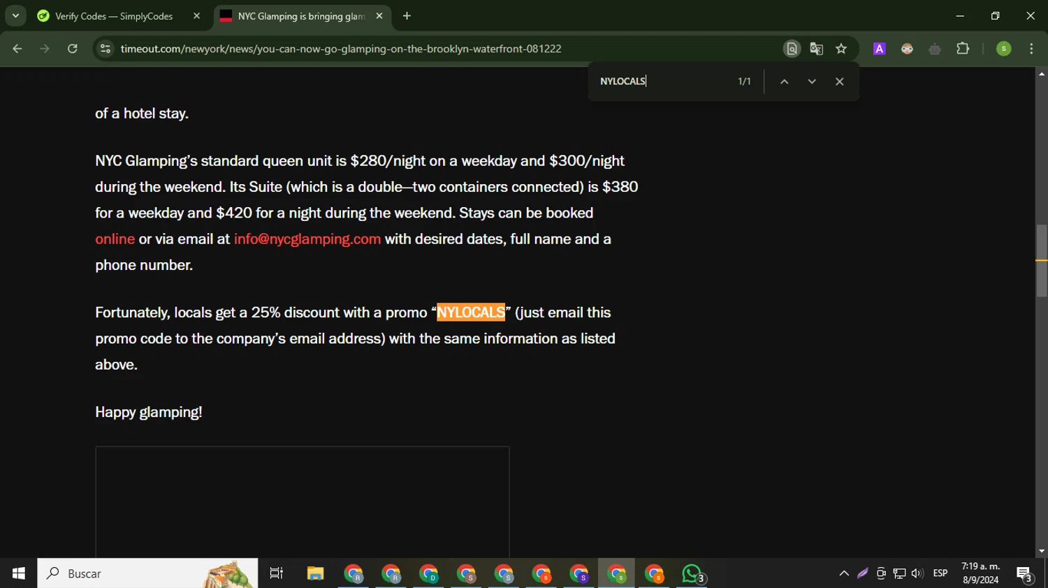 Timeout Offers checkout page showing Timeout Offers discount code box | Screenshot taken by SimplyCodes community member on Sep 8, 2024