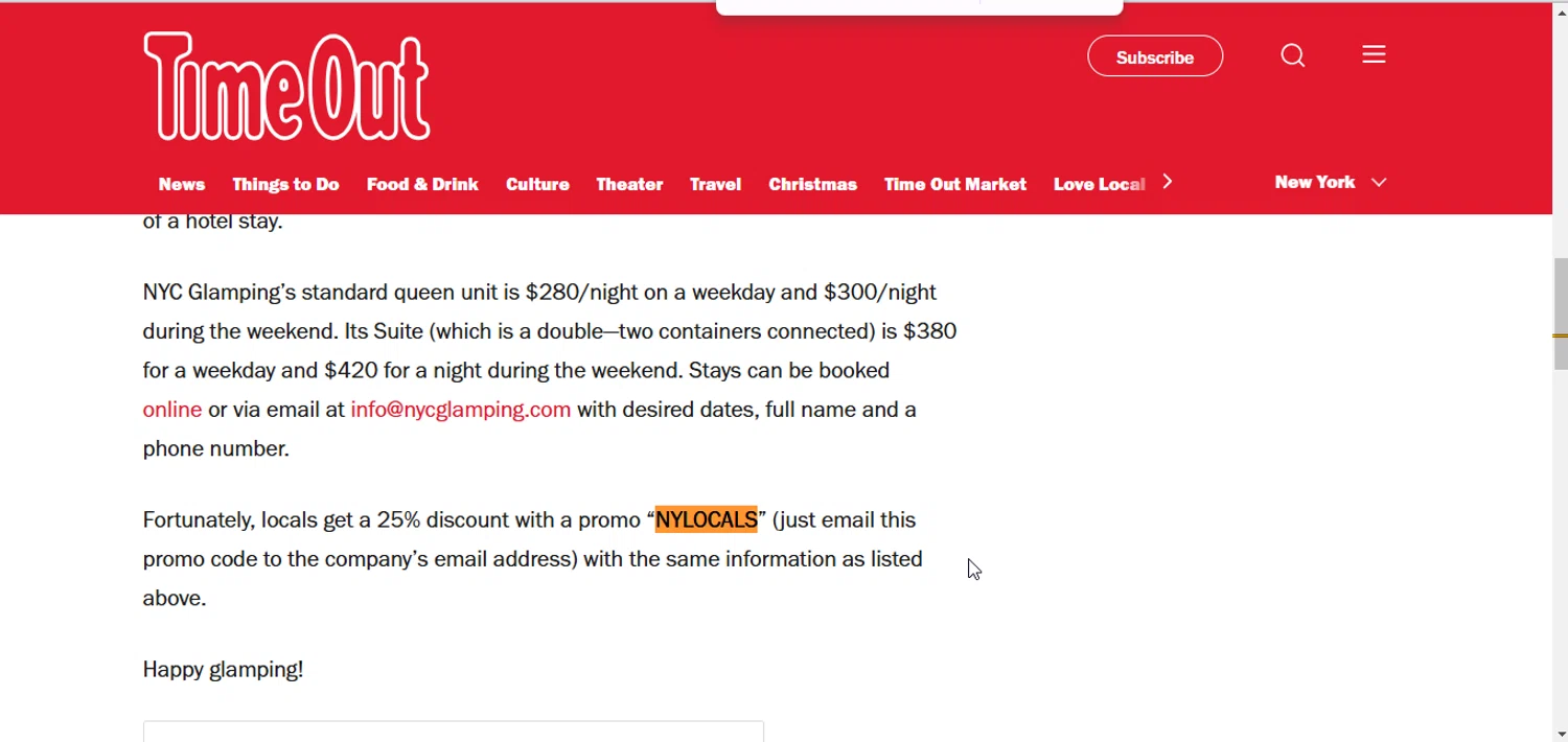 Timeout Offers discount code screenshot showing code NYLOCALS applied at Timeout Offers checkout page. Uploaded by SimplyCodes community member FrugalSage5401 on Jan 7, 2025