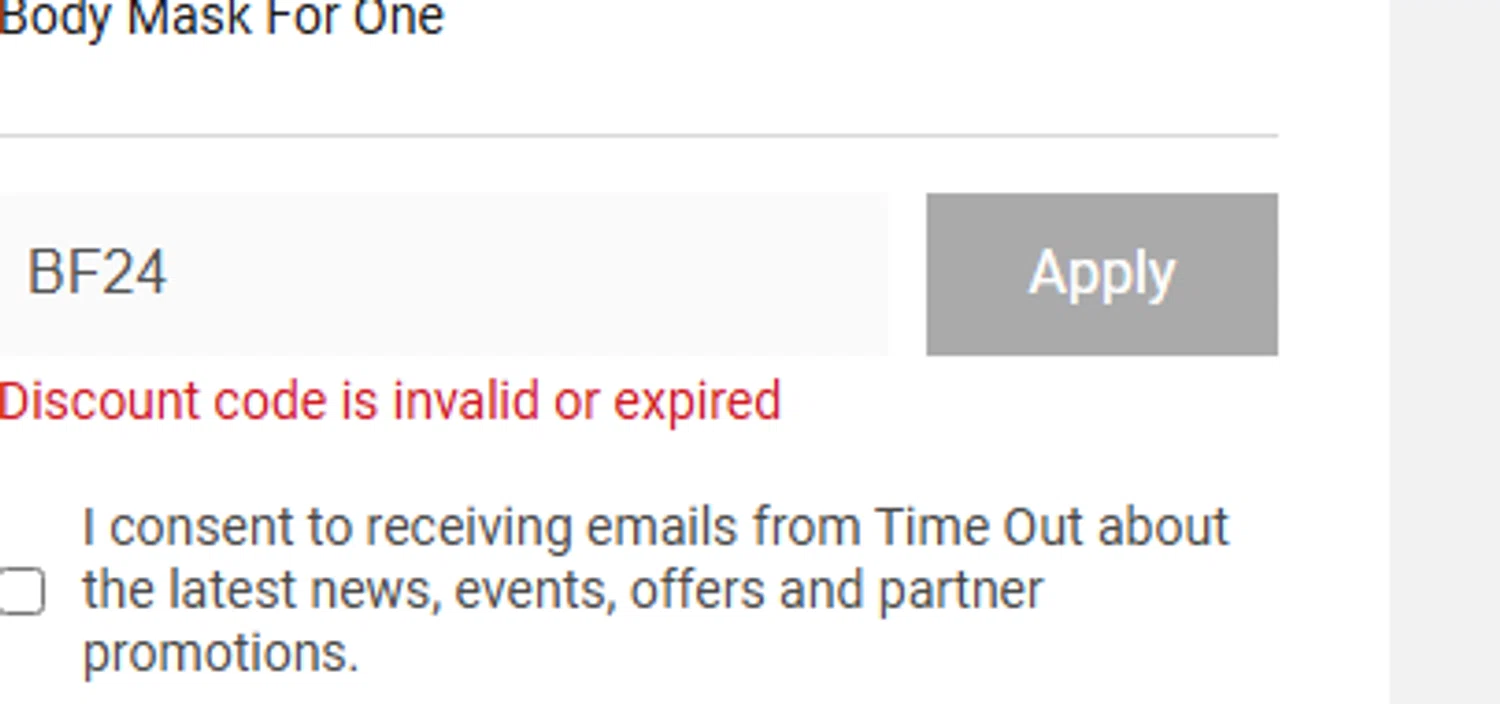 Timeout Offers discount code screenshot showing code BF24 applied at Timeout Offers checkout page. Uploaded by SimplyCodes community member Tragedy on Mar 28, 2025