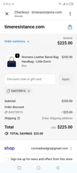 Time Resistance coupon verification screenshot
