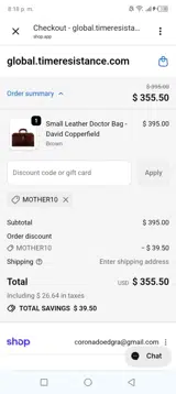 Time Resistance coupon verification screenshot