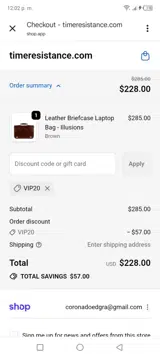 Time Resistance coupon verification screenshot