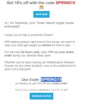 SPRING15 coupon verification screenshot