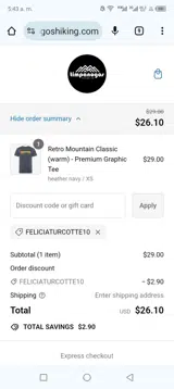 Timpanogos Hiking Co coupon verification screenshot