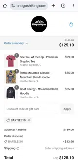 Timpanogos Hiking Co coupon verification screenshot