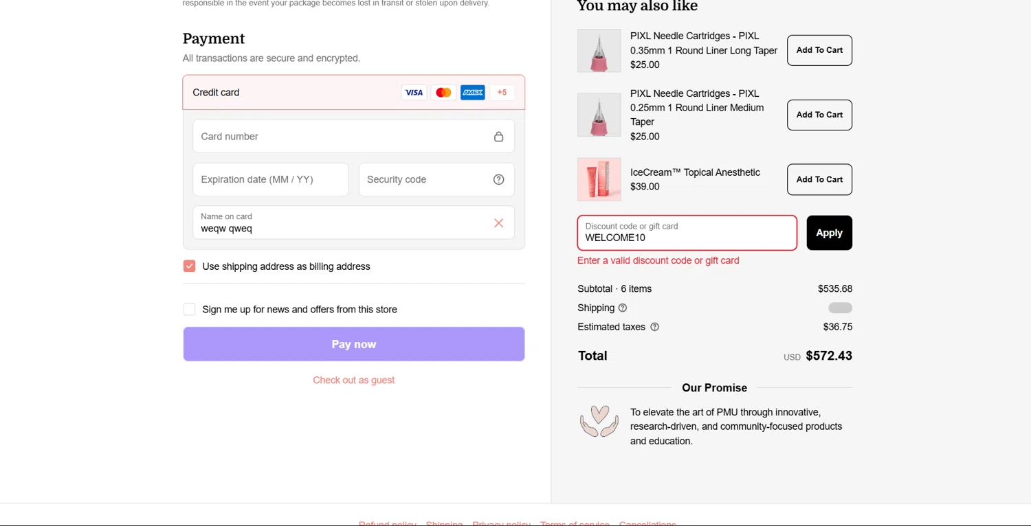 Tina Davies discount code screenshot showing code WELCOME10 applied at Tina Davies checkout page. Uploaded by SimplyCodes community member Lanzaa on Oct 31, 2025