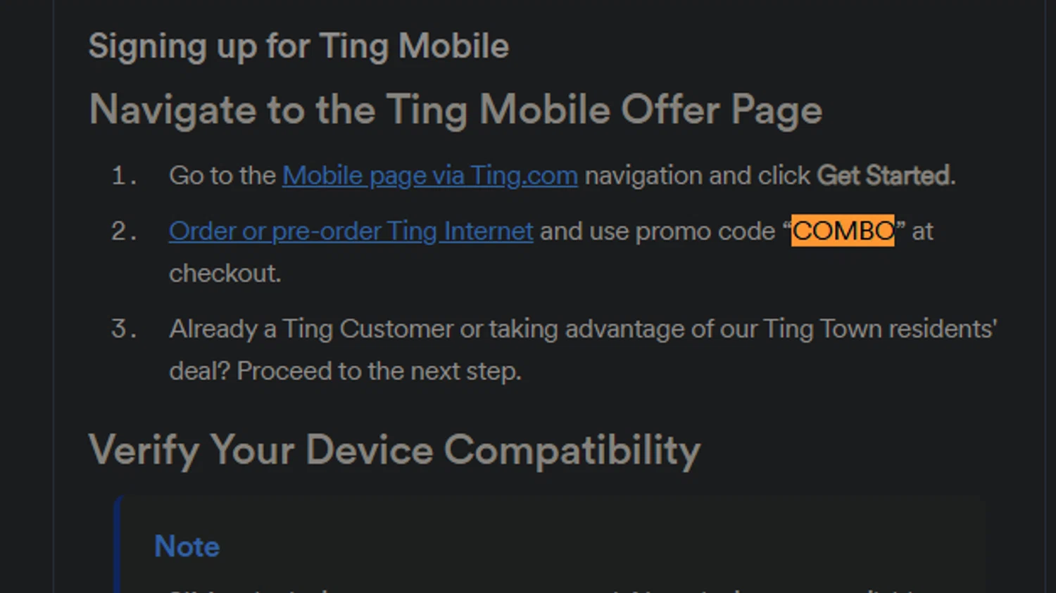 Ting coupon code screenshot showing code COMBO applied at Ting checkout page. Uploaded by SimplyCodes community member FIREINTHEHOLE on Sep 30, 2025