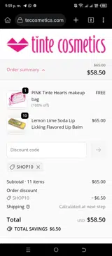 SHOP10 coupon verification screenshot