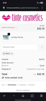 Vip15 coupon verification screenshot
