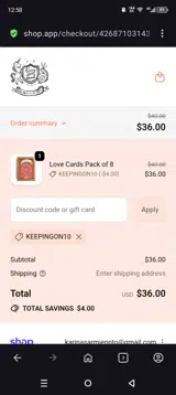 Tiny and Snail coupon verification screenshot