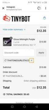 Thatonegurlstaco coupon verification screenshot