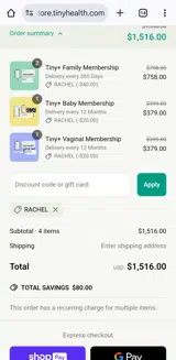 Rachel coupon verification screenshot