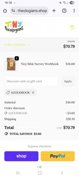Tiny Theologians coupon verification screenshot