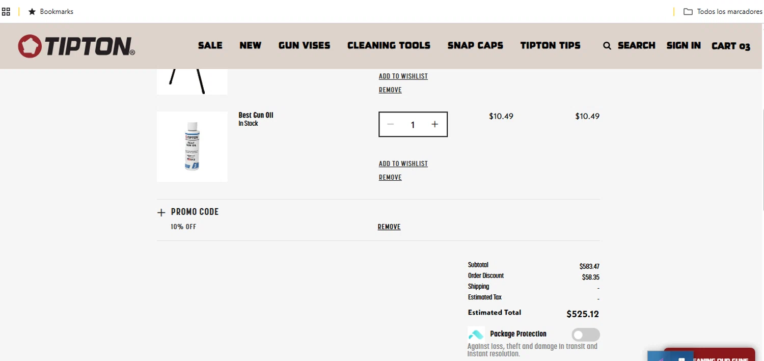 Tipton checkout page showing Tipton promo code box | Screenshot taken by SimplyCodes community member on Nov 23, 2025