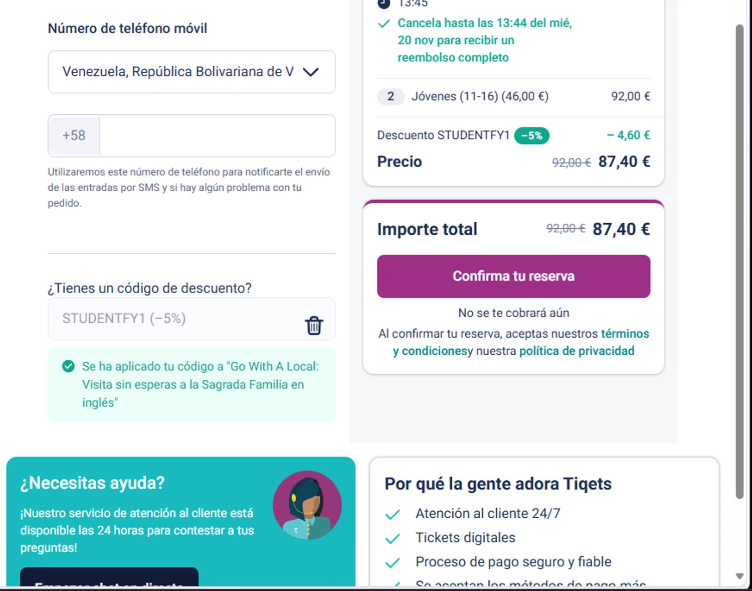 where to use Tiqets.com promo code box