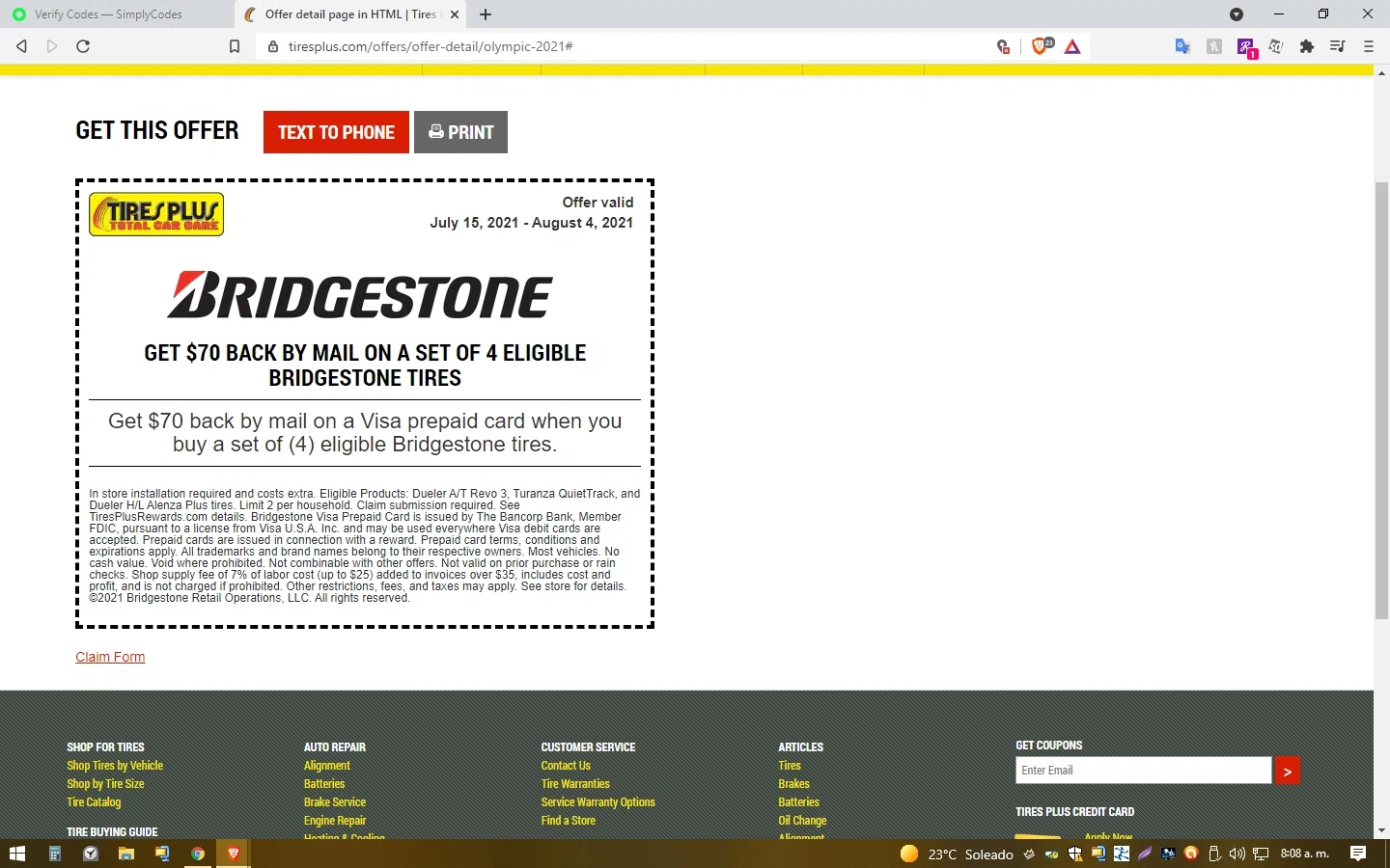 how to use Tires Plus coupons