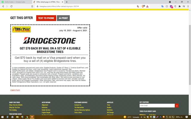 Tires Plus checkout page showing Tires Plus promo code box | Screenshot taken by SimplyCodes community member on Jul 22, 2021