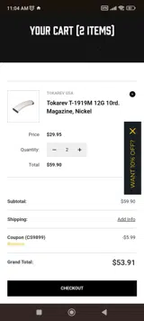 CS9899 coupon verification screenshot