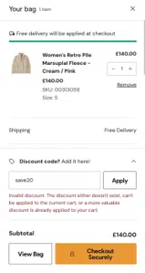 save20 coupon verification screenshot