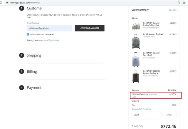 TITAN SHOP checkout page showing TITAN SHOP coupon code box | Screenshot taken by SimplyCodes community member on Apr 22, 2021