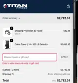 Titan Fitness coupon verification screenshot