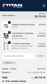 Titan Fitness coupon verification screenshot