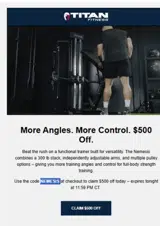 Titan Fitness coupon verification screenshot