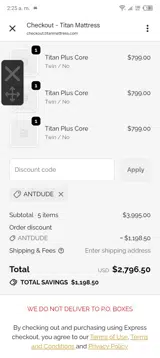 antdude coupon verification screenshot