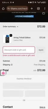 TITAN X coupon verification screenshot