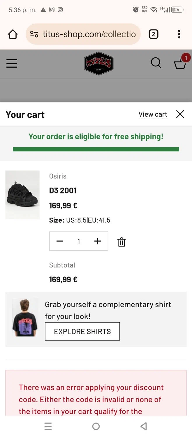 Titus promo code screenshot showing code BTS15 applied at Titus checkout page. Uploaded by SimplyCodes community member 220919 on Oct 3, 2025