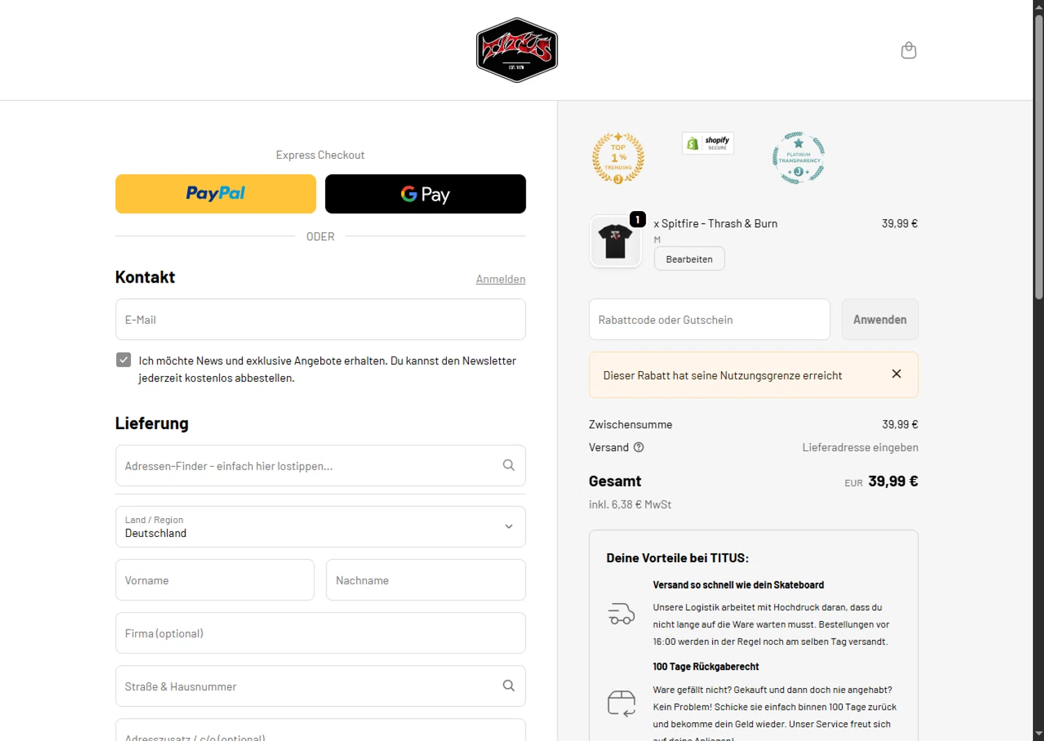 Titus promo code screenshot showing code D11CJ3TK4GB applied at Titus checkout page. Uploaded by SimplyCodes community member SalePhoenix2220 on Dec 22, 2025