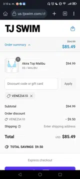 VENEZIA10 coupon verification screenshot