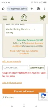 CYBERPAWS coupon verification screenshot