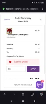 Hey coupon verification screenshot