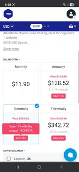 15OFF2YR coupon verification screenshot