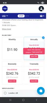 20OFF2YR coupon verification screenshot