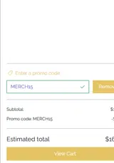 MERCH15 coupon verification screenshot