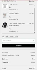 WELCOME coupon verification screenshot