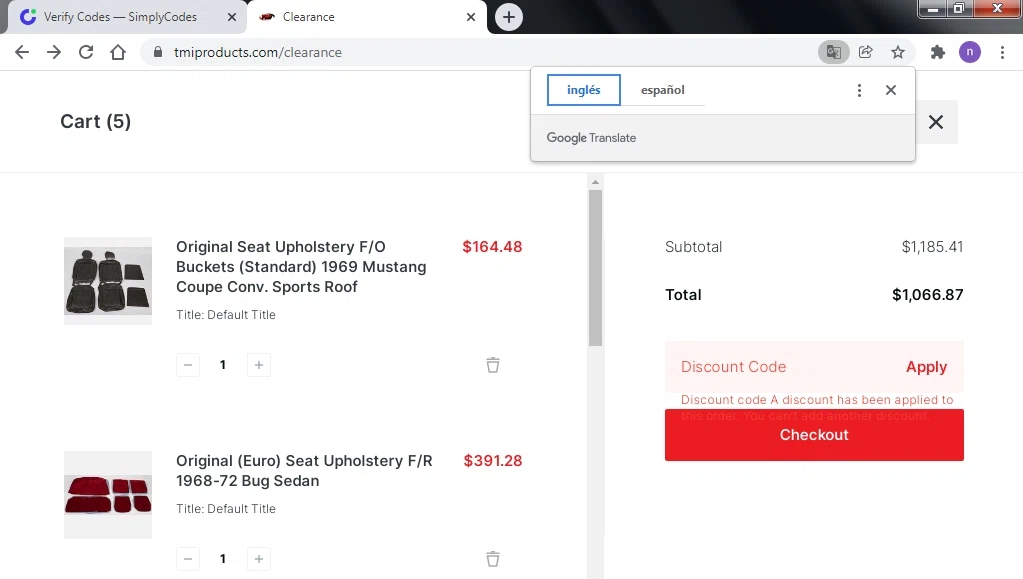 where to use TMI Products promo code box