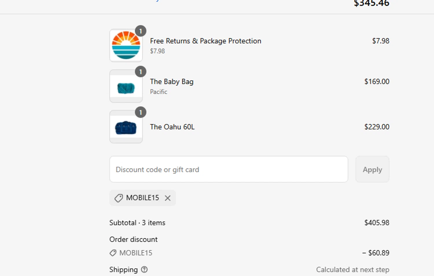 TOBIQ coupon code screenshot showing code MOBILE15 applied at TOBIQ checkout page. Uploaded by SimplyCodes community member ashe1986 on Sep 17, 2025