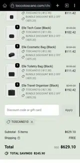 TOSCANO10 coupon verification screenshot
