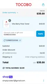 EUNIKEOLIVIAA coupon verification screenshot