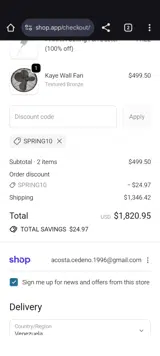 SPRING10 coupon verification screenshot
