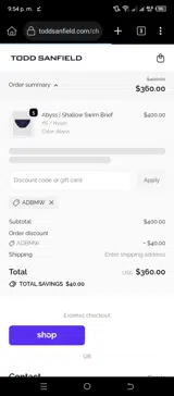 ADBMW coupon verification screenshot