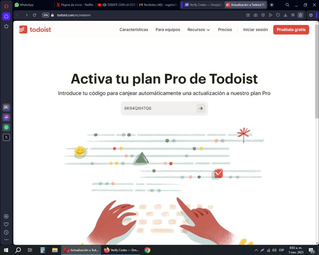 Todoist checkout page showing Todoist promo code box | Screenshot taken by SimplyCodes community member on Nov 5, 2023