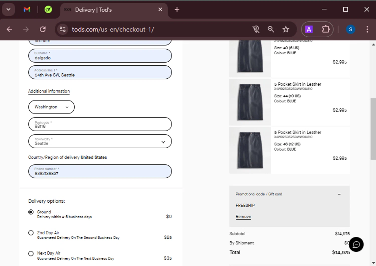 Tod's promo code screenshot showing code FREESHIP applied at Tod's checkout page. Uploaded by SimplyCodes community member BrandoJose1 on Feb 10, 2025